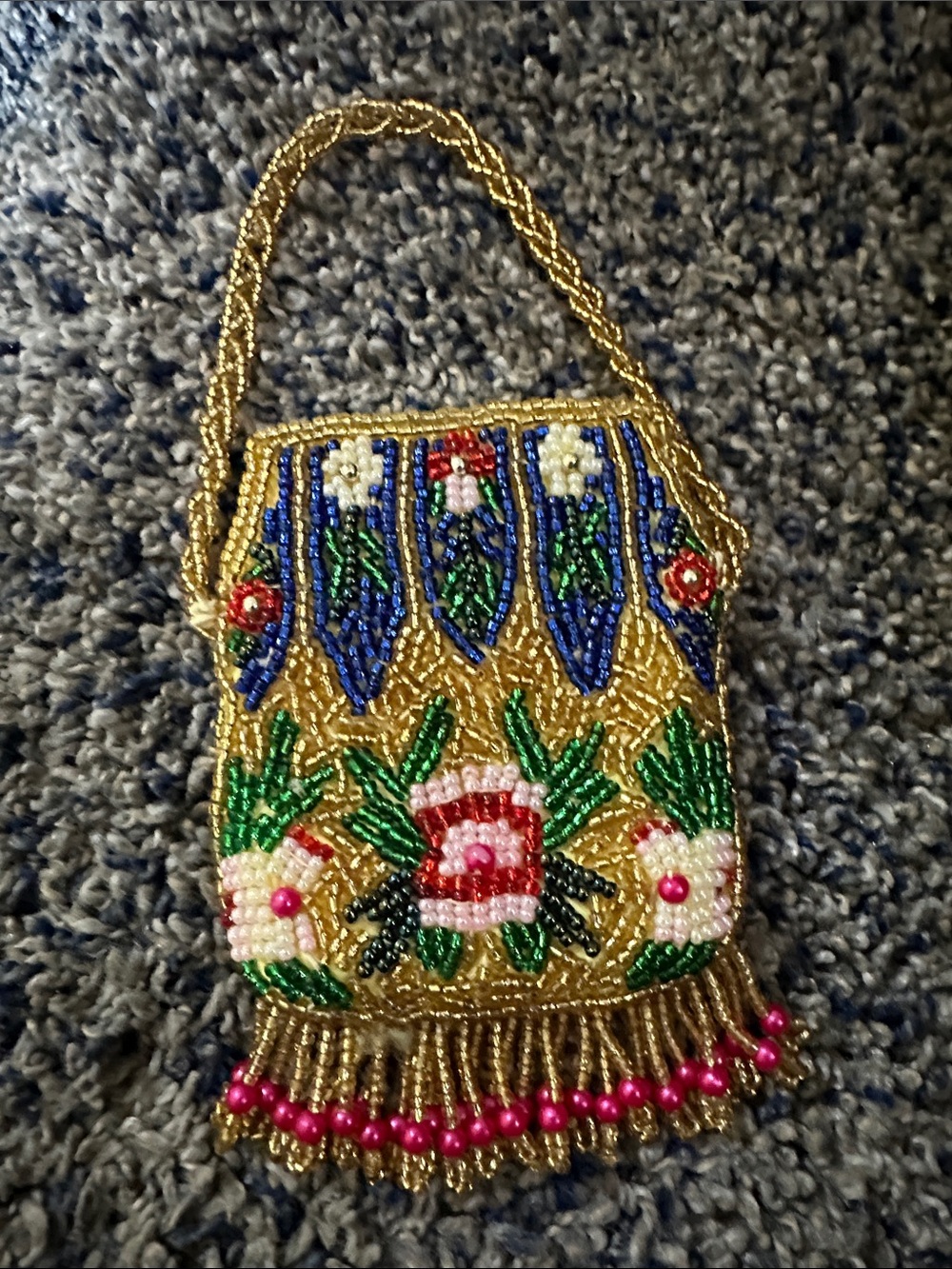 Vintage Tiny Gold Beaded Floral bag